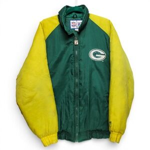 Logo 7 Green Bay Packers Jacket Mens Large Green Yellow Good Vintage 90s NFL